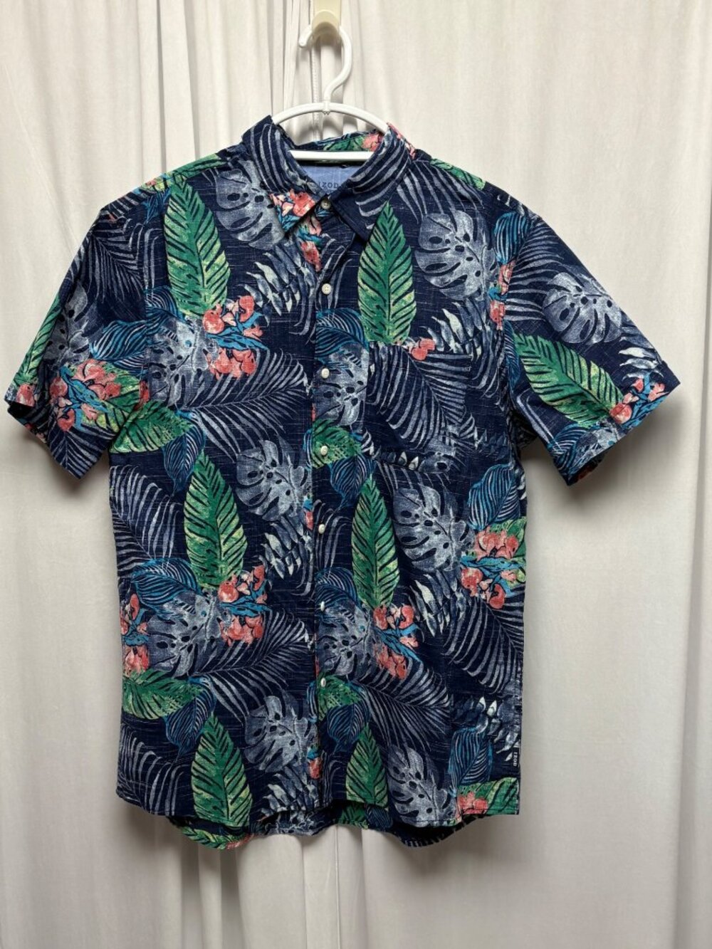Izod Saltwater Relaxed Tropical Hawaiian Shirt Mens Sz Large Cotton Short Sleeve